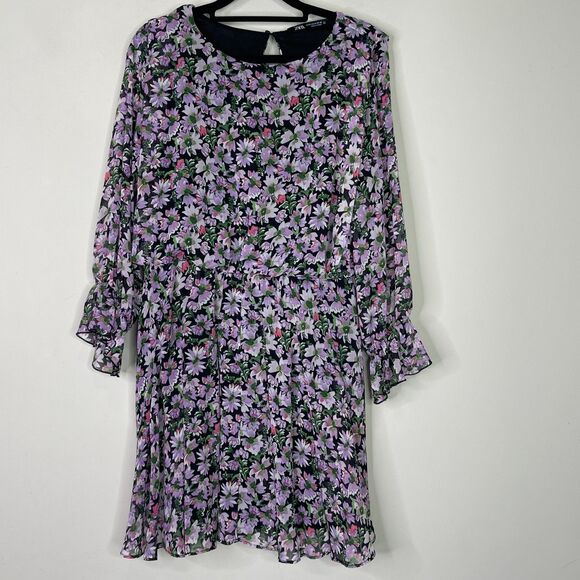 Zara Dresses & Skirts - Zara Floral Print Long Sleeve Boho Dress Women's Size Medium